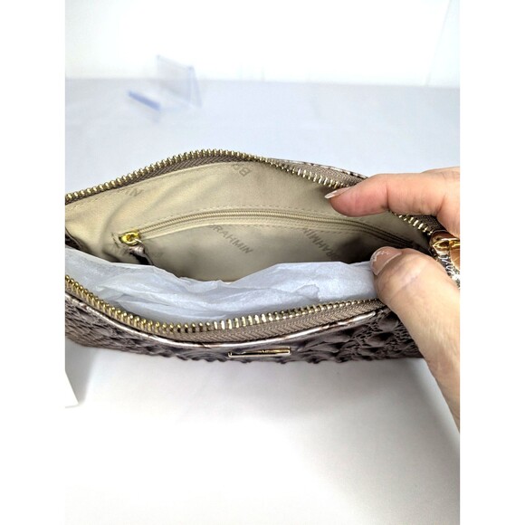 Brahmin Daisy Large Zip Wristlet - Silver Lining, Grey Taupe Brown NWT - Picture 6 of 9